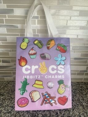 🔥FREE ADD ON Crocs Purple Jibbitz Charms Tote Bag
